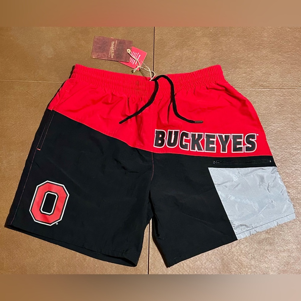 NWT - Mitchell & Ness Men’s Ohio State Buckeyes  Red and Black Shorts, Size - M